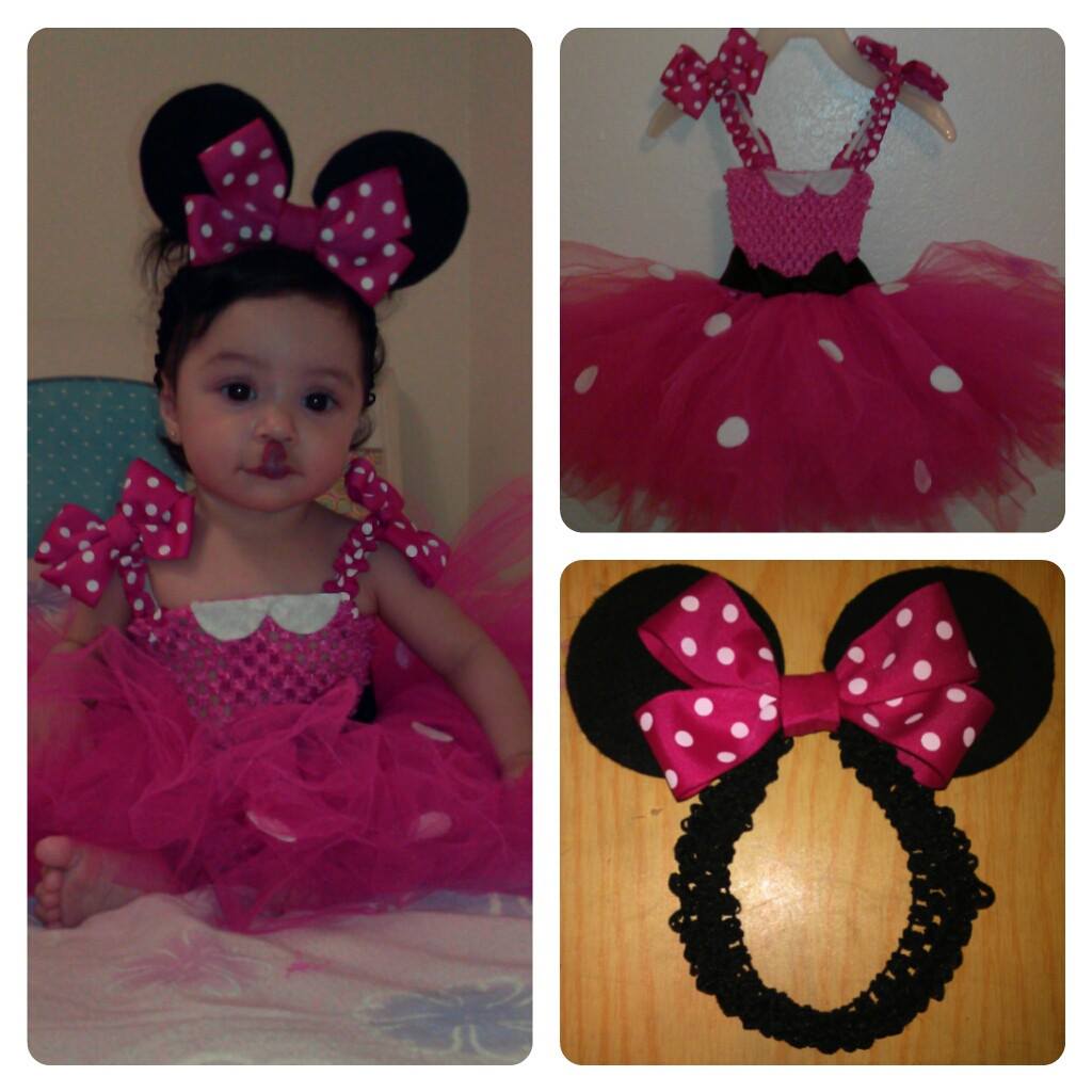 Tutu Dress With Matching Headband Minnie Mouse Inspired 0-12months